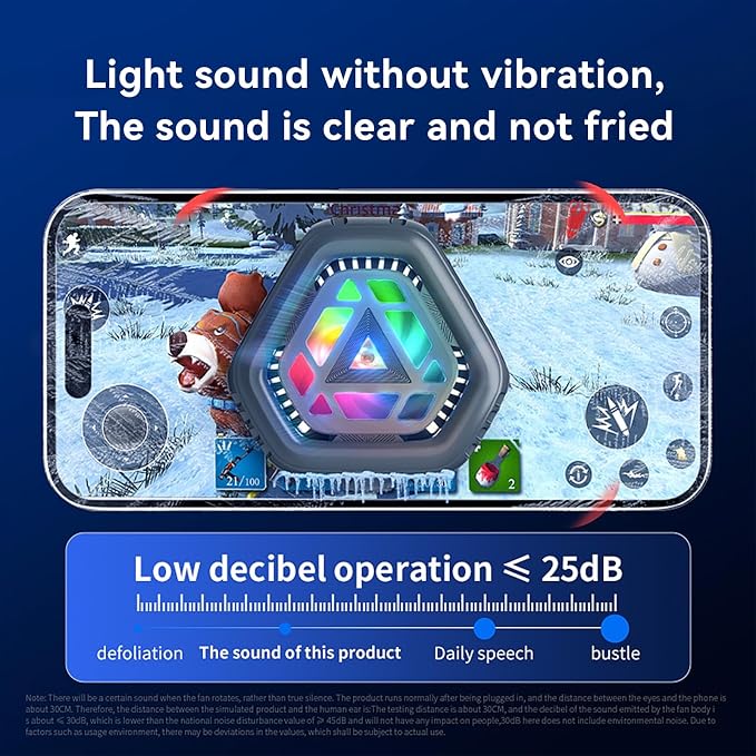 Magnetic Cell Phone Cooler for Gaming,Portable Mobile Phone Cooling Fan Lightweight Quiet with RGB Ligh - Image 4