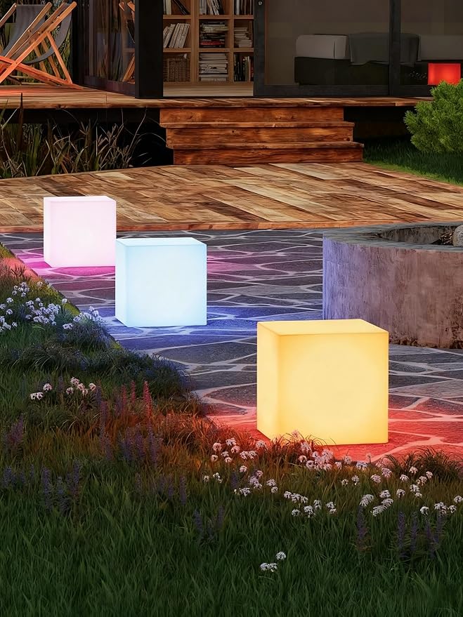 LOFTEK 12-inch LED Cube Lights: Rechargeable RGB Colors Changing Light with Remote Control, IP65 Waterproof LED Furniture Stool Table, Night Lighting for Home Outdoor Pool Bar Party Decor - Image 5