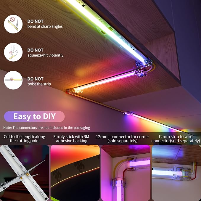 PAUTIX RGB Smart IC COB LED Strip Light Addressable 32.8ft/10m,UL-Listed 24V Color Flowing Strip Light Multicolor Flexible Tape Lights with APP Control/Music Mode,for TV,Bedroom,Party DIY Decoration - Image 5
