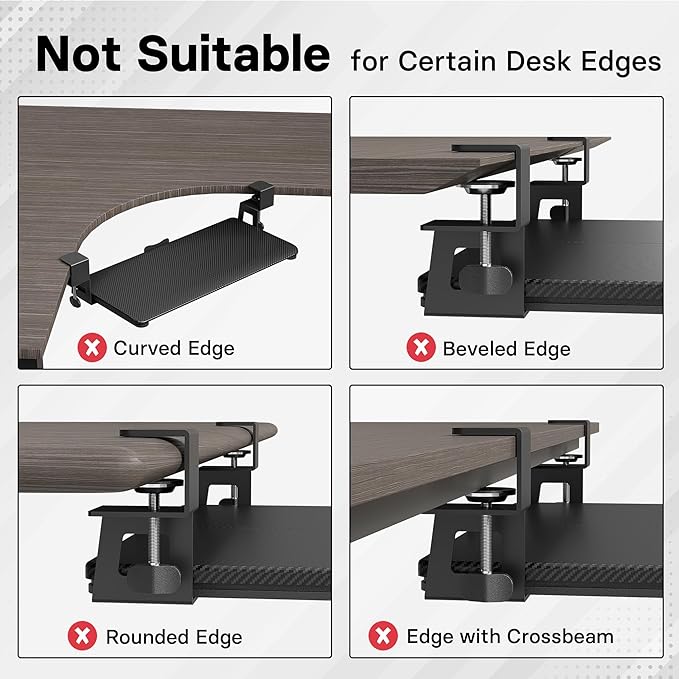 BONTEC Under Desk Keyboard Tray, Pull-Out Keyboard & Mouse Platform - Image 3