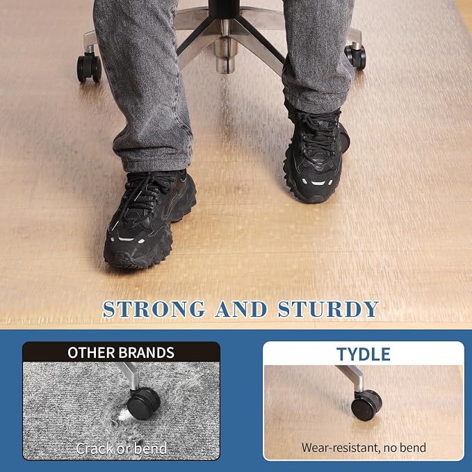 Clear Chair Mat, TYDLE 50" x 65" Large Office Chair Mat for Hard Floor, Vinyl Floor Mat for Gaming Chairs, Slip Resistant Floor Protector Rolling Computer Desk Mat for Hardwood Floor, Clear - Image 6