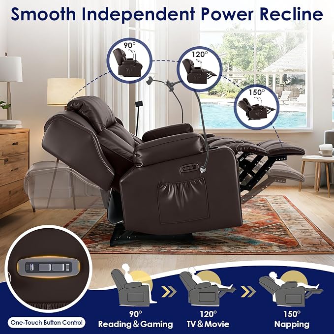 Redlife Power Loveseat Recliner Sofa with Blue LED Base Lights - Image 4