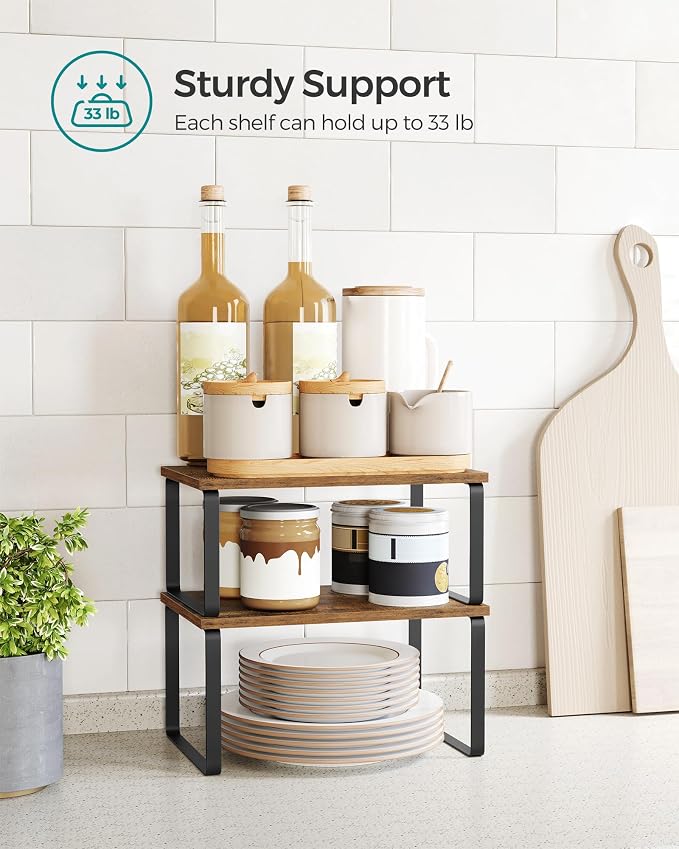 SONGMICS Cabinet Organizer Shelf, Set of 2 Spice Rack, Kitchen Storage - Image 4
