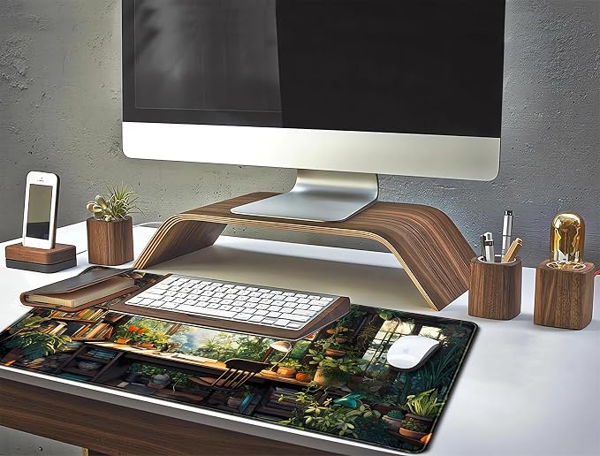 Green Plant Lovers Cute Desk Mat, Kawaii Desk Pad XXL Large Extended Lofi Mouse Pad Gaming Anime Mousepad, Big Laptop Computer Keyboard and Mouse Mat for Girl Women Office Desk Decor 31.5x15.7 in - Image 6