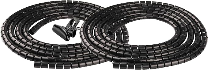 Cable Sleeve Organizer 19.7ft Cord Wire Wrap Coiled Tube Sleeve Cable Management Sleeve for Home Office PC TV Black by chengsi