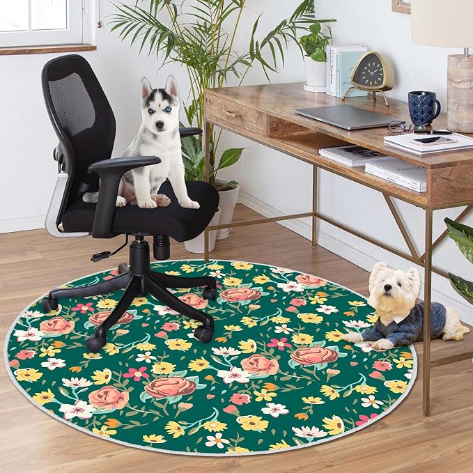 4ft/48in Home Office Chair Mat for Hardwood Floor, Anti-Slip Desk Chair Mats, Computer Gaming Chair Mats for Rolling, Low Pile Carpet Floor Chair Mat(Green-3) - Image 2