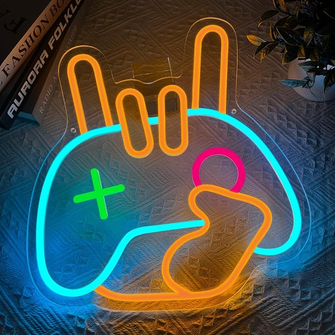 Gamer Neon Sign, Gaming Neon Signs Gamepad LED Light, LED Wall Sign, Neon Sign for Wall for Game Room Decor, Boys Bedroom Wall Decor, Cool Gamer Gifts for Teens, Best Gamer Gifts for Teenage Boys - Image 2