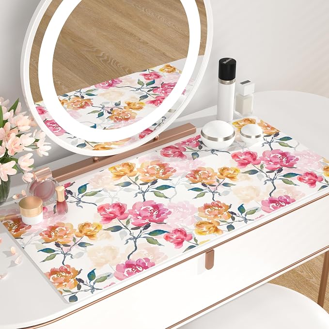 QiyI PU Leather Large Mouse Pad, Office Desk Mat, 31.5" x 15.7", Peonies | Desk Décor Accessories, Extended Size, Waterproof & Easy to Clean, Smooth Surface, Non Slip Desk Organization - Image 6
