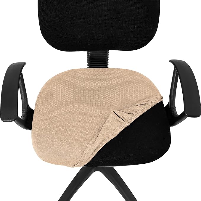 Smiry Office Computer Chair Seat Covers for Desk, Anti-dust Protector | Stretch Jacquard Removable Washable Desk Chair Seat Cushion Protectors, Khaki - Image 4