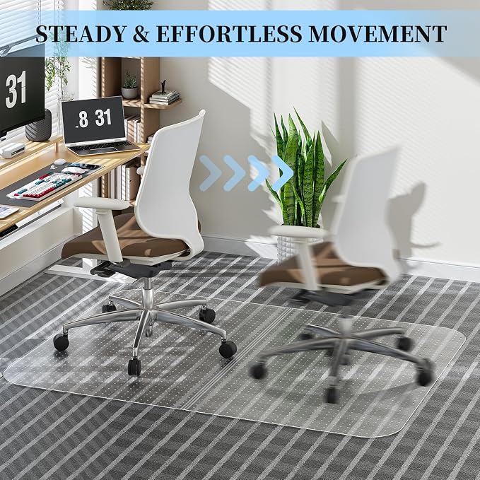 Tonaus Office Chair Mat for Carpet 36"x48" for Low Pile Carpets, Ship Flat | Non-Slip Studded,2.2MM Thick Chair Mat，Transparent PVC Office Mat for Carpet, Easy Glide, Scratch-Resistant,Low-Pile Carpet - Image 5