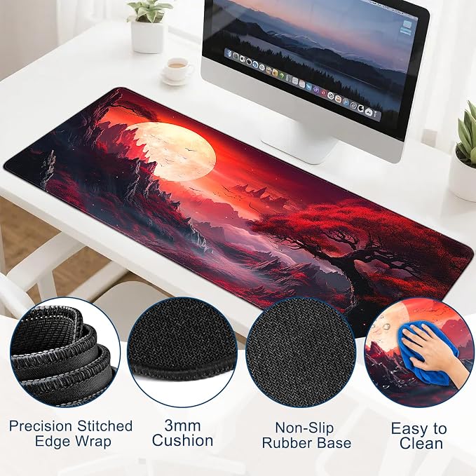 Gaming Mouse Pad, Desk Mat for Keyboard and Mouse, Large Mouse Pad for Desk, Computer Mousepad - Image 3