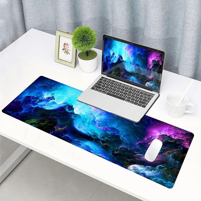Gaming Mouse Pad, Large Non-Slip Rubber Base Mousepad, Keyboard Mouse Mat, Desk Pad with Stitched Edges, 31.5x11.8inch, Dazzling Galaxy - Image 6