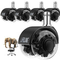 Lifelong Dual Office Chair Wheels Replacement, Heavy Duty, 5-Pack Fits 98% | 2 Inch Original Rubber Caster, Desk Wheels, Smooth & Quiet, Safe for Hardwood Floors & Carpet, Replace Office Chair Mats by LIFELONG