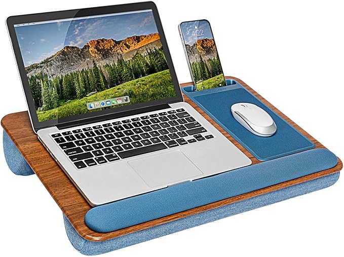 LAPGEAR Home Office Pro Lap Desk - Espresso Blue, Fits 15.6” Laptops by LapGear