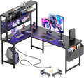 Mericonia 51 in L Shaped Desk with Pegboard, Reversible Corner Gaming Desk | Large Computer Desk with Hutch, Power Outlets, LED Light & Storage Bag, Office Table for Home Bedroom Study Work Writing by MERICONIA