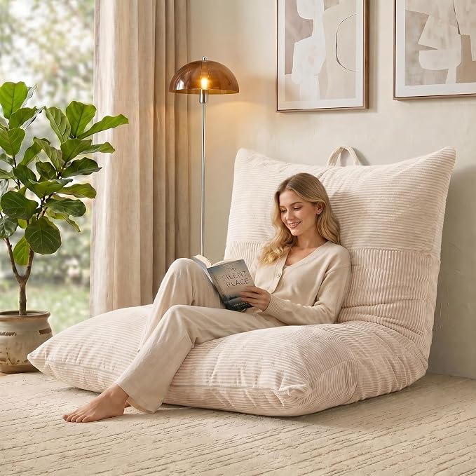 HUGHEAVEN Giant 3-in-1 Bean Bag Chair (76"x55") Oversized Floor Sofa Couch | Comfortable giant floor cushion with back support for adults. Washable cover memory foam lounge sofa for movie nights. - Image 6