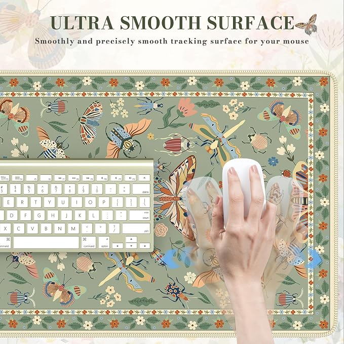iCasso Green Large Mouse Pad, Desk Matt for Desktop | XXL Desk Mat for Keyboard and Mouse, Anti-Slip Big Mousepad Computer Mat with Stitched Edges - Image 3