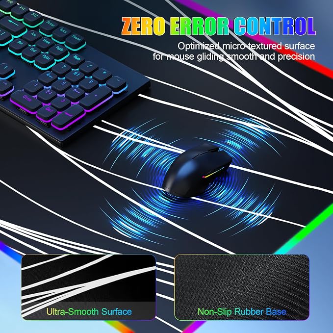 Mouse Pad with Foldable Phone Holder & Wireless Charger, XL RGB Gaming Mousepad 31.5"x11.8" Large Desk Mat for Keyboard, Home Desk Pad with Dual Qi Charging Station | 11 Colors & 5 Modes | Waterproof - Image 5
