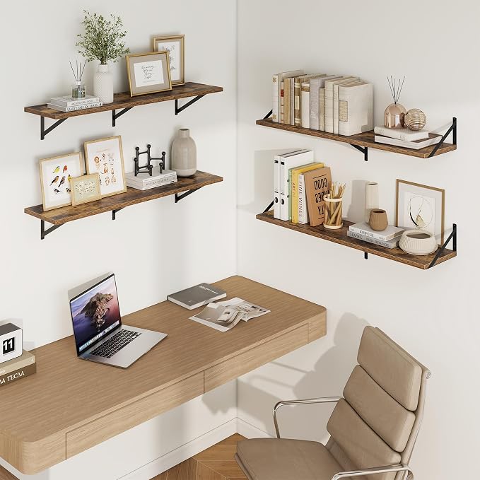 Axeman Deep Floating Shelves, 40'' x 10'' Brown Wall Shelves Set of 2 - Image 2
