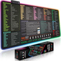 Excel Cheat Sheet LED Desk Pad | Excel Shortcut Keys Mouse Pad - Colorful RGB Luminous Extended Large Gaming Mousepad| PC Office Spreadsheet Keyboard Mat| Non-Slip Stitched Edge Desk Mat by PIXIECUBE
