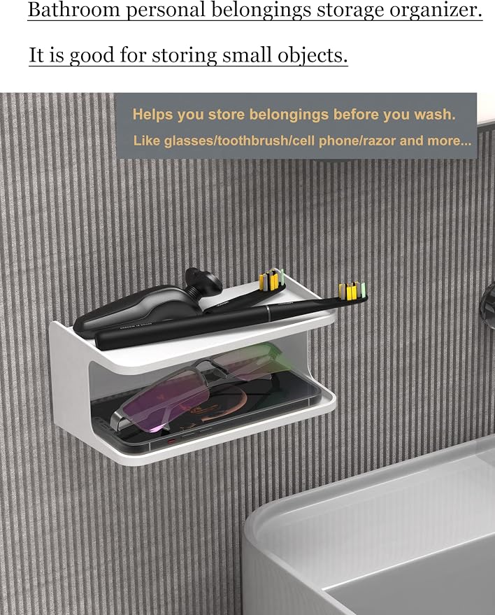 Bedside Wall Shelf Organizer, Small Bedside Shelf, (White) - Image 4
