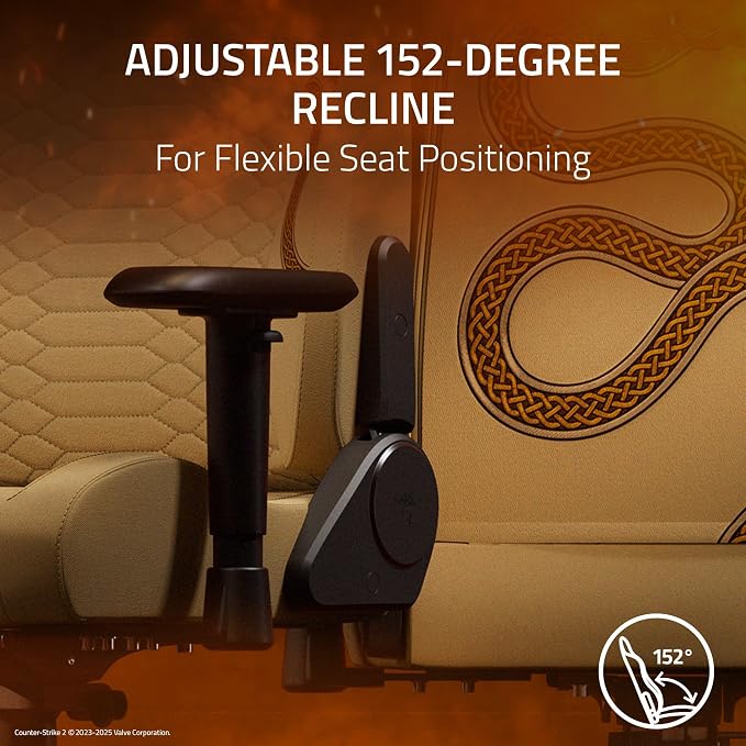 Razer Iskur V2 X Ergonomic Gaming Chair, Counter Strike 2 Edition | Built-In Lumbar Support, Wide Seat, High Density Foam Cushions, Adjustable 152 Degree Recline, 2D Armrests, Plush Fabric - Image 6
