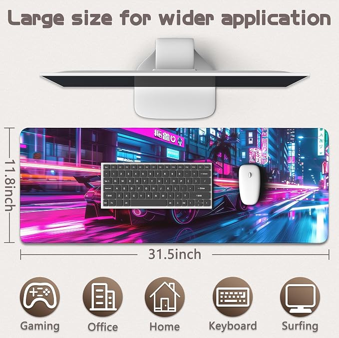 Gaming Mouse Pad - (31.5"×11.8") Sports Car Large Mouse Pads for Desk - Desk Mat for Keyboard and Mouse with Non-Slip Base, Desks Pad Matfor Game/Office & Home - Image 5