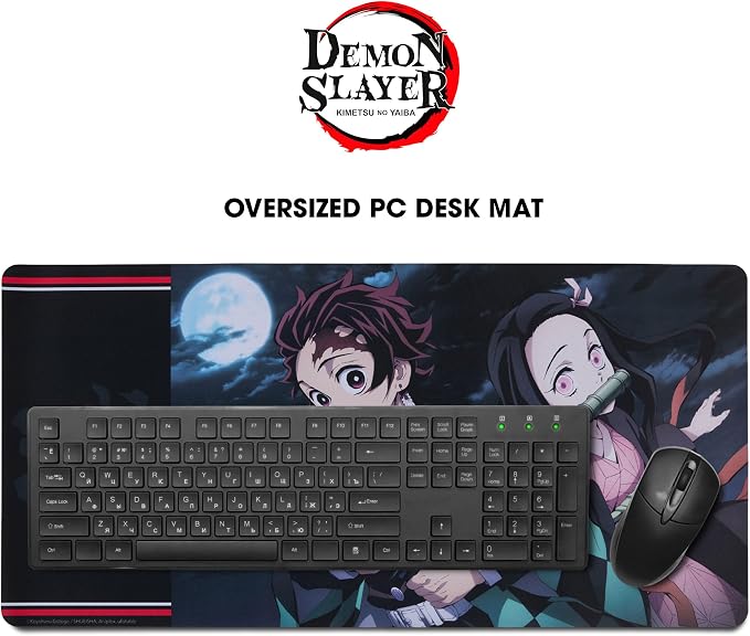 Demon Slayer Large Gaming Mouse Pad 31"x15" XL Computer Desk Mat, Anime | Demon Slayer anime gaming mouse pad, Oversized 31x15in smooth fabric top, stitched edges, non-slip rubber base. - Image 2