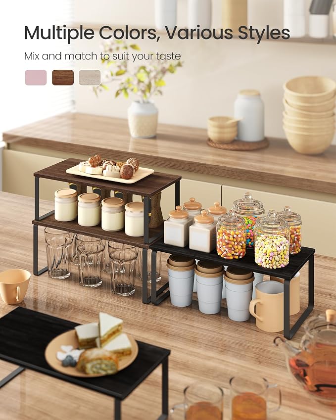 SONGMICS Cabinet Organizer Shelf, Set of 2 Spice Rack, Kitchen Storage - Image 3