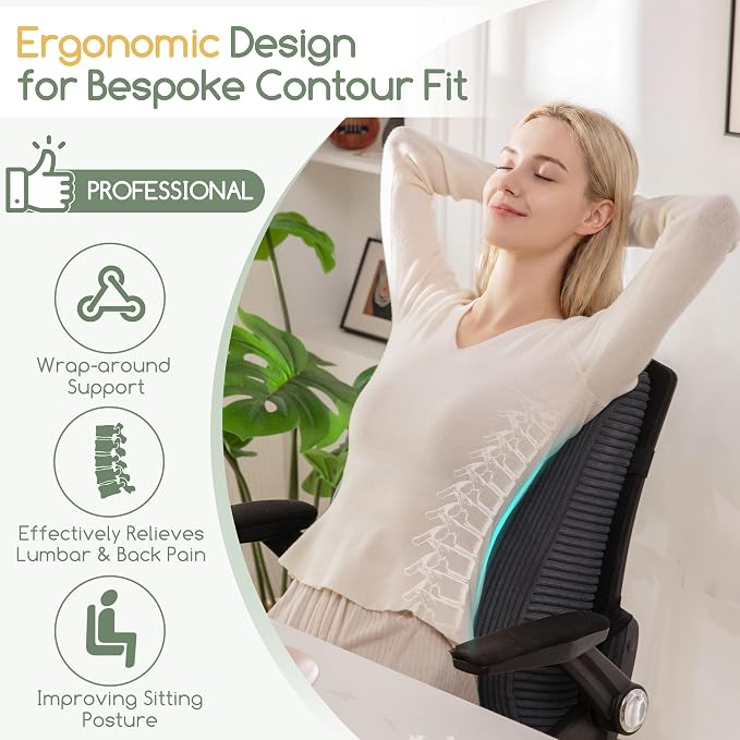Ergonomic Lumbar Support Pillow for Lower Back Pain Relief, Corduroy Cover Back Support Cushion with Adjustable Straps, Large Size Lumbar Pillow for Office, Gaming & Home Essentials, Large, Dark Grey - Image 4