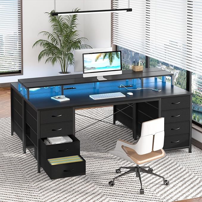 60" Computer Desk with 8 Drawers & Monitor Stand for Home Office, Bedroom - Image 9