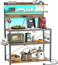 Aheaplus Bakers Rack with Power Outlet & RGB LED, 31.5 In Coffee Bar Table by Aheaplus