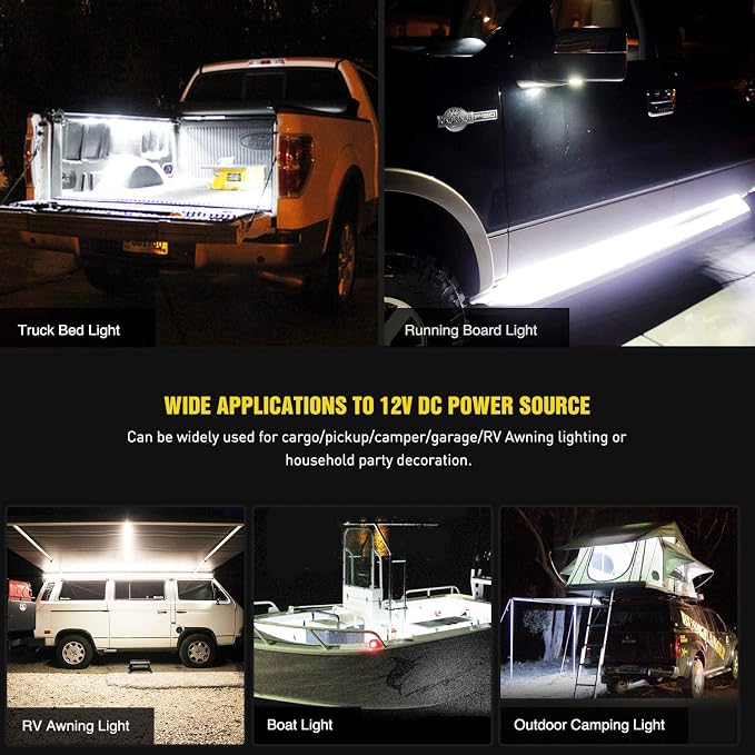 Nilight - TR-05 2PCS 60 Inch 180 LEDs Bed Strip Kit with Waterproof on/Off Switch Blade Fuse 2-Way Splitter Extension Cable for Cargo, Pickup Truck, SUV, RV, Boat , 2 Years Warranty - Image 7
