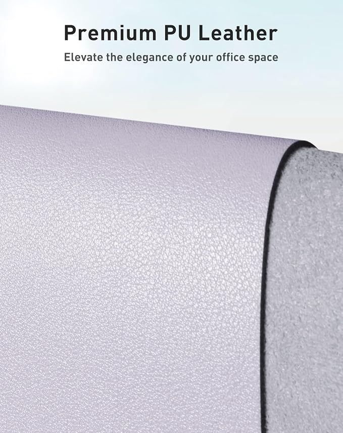 Aothia Faux Leather Desk Mat - Large Mouse Pad, Non-Slip PU Leather Blotter, Waterproof Writing Surface for Office and Home (Soft Lavender, 42" x 17") - Image 2