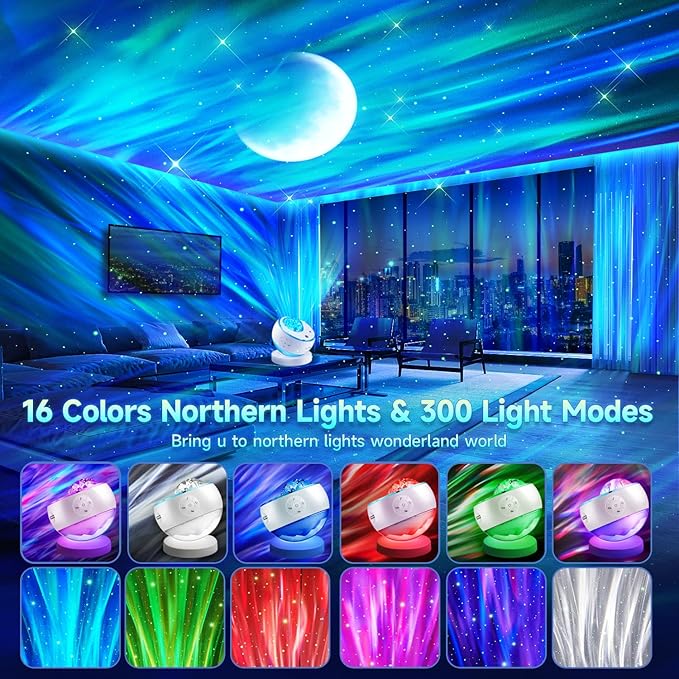 Iceberg Northern Lights Projector, White Galaxy Projector with Bluetooth - Image 2