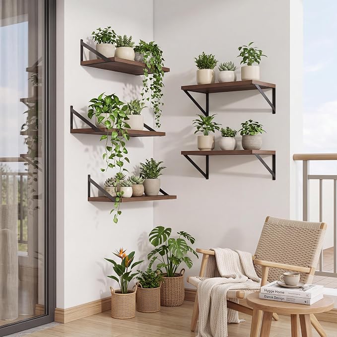 Axeman Deep Floating Shelves, 18'' x 10'' Walnut Wall Shelves Set of 2 - Image 8