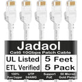 Jadaol [UL Listed] Cat6 Ethernet Cable 5FT 5-Pack 10Gbps 24AWG, White by Jadaol