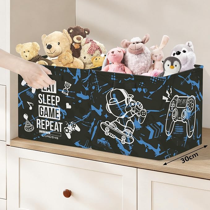Clastyle 11.8" Gaming Storage Basket Set of 3 for Kid Boy Toy Clothes Bin - Image 5