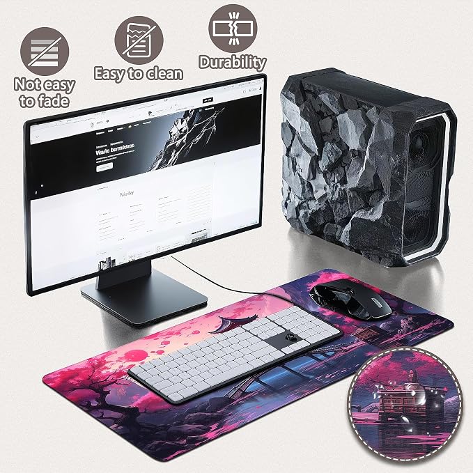 Gaming Mouse Pad - (31.5"×11.8") Japanese Anime Large Mouse Pads for Desk - Desk Mat for Keyboard and Mouse with Non-Slip Base, Desks Pad Matfor Game/Office & Home - Image 4