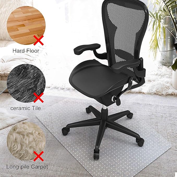 Azadx Clear Office Chair Mat for Low and No Pile Carpeted Floor 36'' x 48'' | Plastic Computer Desk Chair Mat on Carpet for Easy Rolling, Durable Carpet Protector Mat (36 x 48'' Rectangle) - Image 3