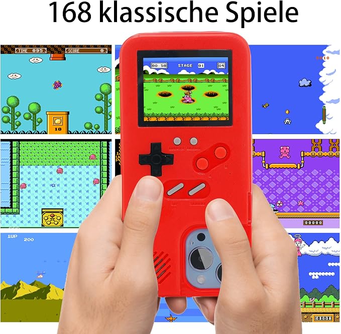 Gameboy Case for iPhone 13/13 Pro,Handheld Retro 168 Classic Games,Color Video Display Game Case for iPhone,Anti-Scratch Shockproof Phone Cover Red - Image 2