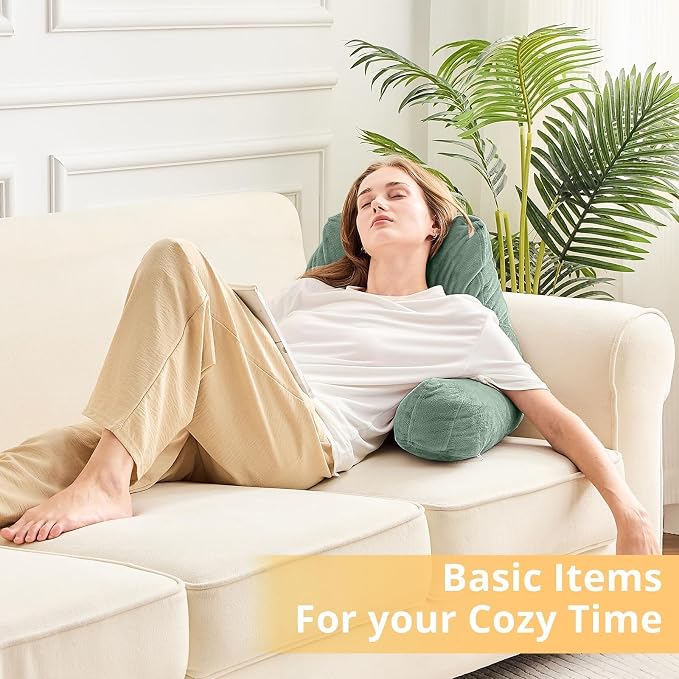 Sasttie Reading Pillow for Bed, Back Pillow for Sitting Up, Sage - Image 9