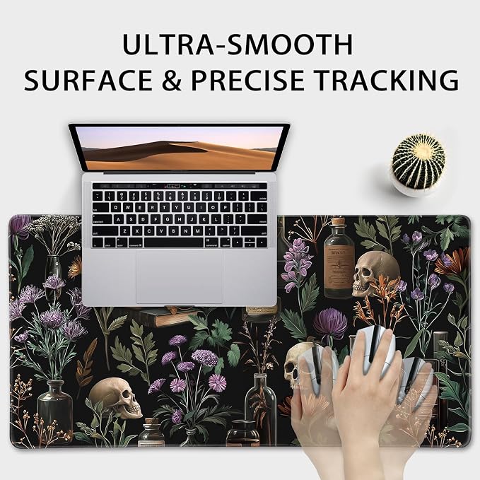 Goth Floral Mystical Large Gaming Mouse Pad Desk Mat 31.5"x15.7" | Extended Mousepad, Non-Slip Rubber Base , Stitched Edges, for Computer/Laptop/Office/Home - Image 5