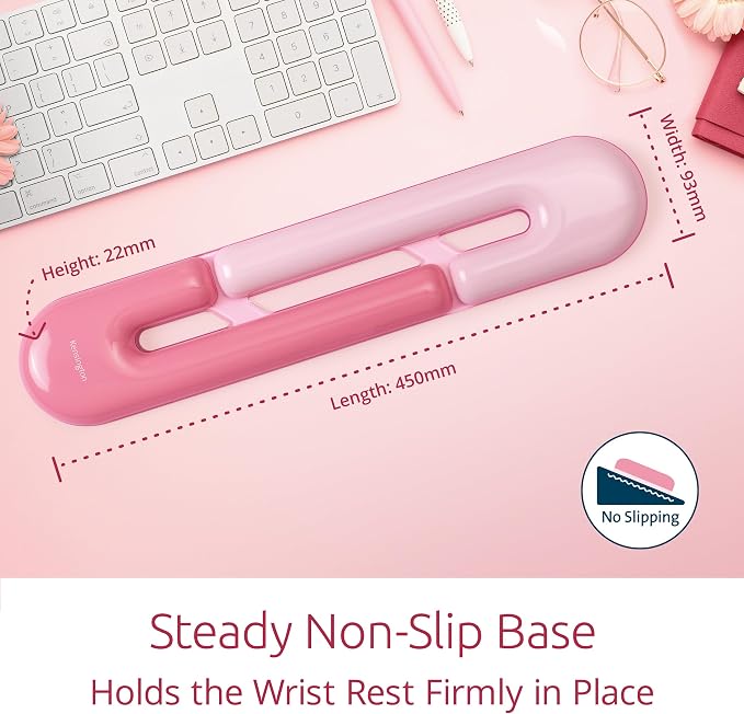 Kensington Duo Gel Loop Wrist Rest for Keyboard, Wrist Pad for Full Size Keyboard, Ergonomic Wrist Pad, Non-Skid Computer Pad with Wrist Support, Pink K62679WW, 17.7" x 3.7"x 0.9” - Image 6