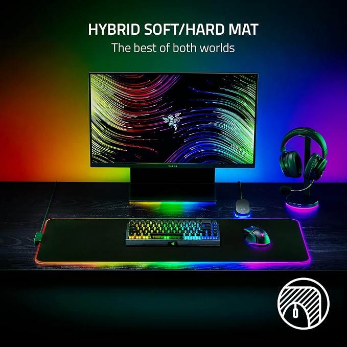 Razer Strider Chroma Hybrid Gaming Mouse Mat with Chroma RGB | Hybrid Soft/Hard Mat, 19 Razer Chroma RGB Lighting Zones, Warp and Water-Resistant, Anti-Slip Base, Seamless Edges - Image 2