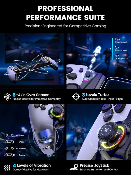 KICKDOT Mobile Gaming Controller with TMR Joysticks & Hall Triggers, No Drift Bluetooth Gamepad for iPhone (iOS)/Android/Switch 2/1/OLED - Wireless Controller for Xbox Cloud/Steam Link, RGB Light, Turbo Macro Back Buttons, Long Battery - Image 6