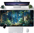 Plant Desk Mat Green Big Mouse Pad Large Gaming Mousepad Extended Keyboard Pad City View Aesthetic Desk Pad XXL Mouse Mat 31.5''X15.7'' Office Decor Cute Desk Accessories for Women by CYZFF