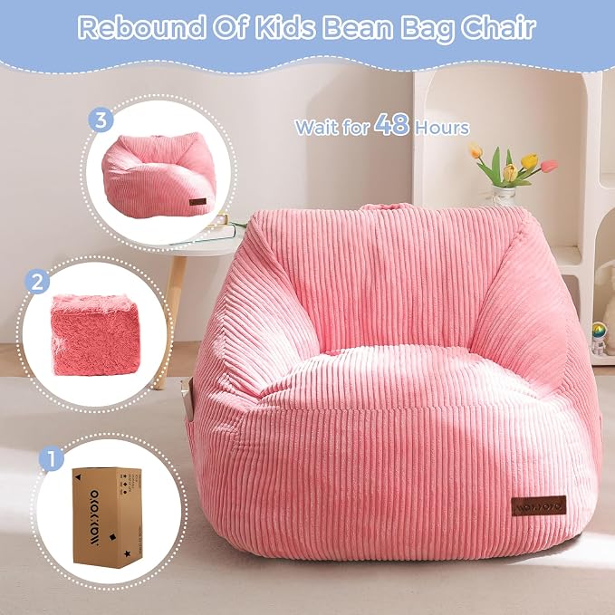 MAXYOYO Kids Bean Bag Chair, Convenient Bean Bag Sofa with Handle | Comfy Toddler Chair for Boys and Girls, Accent Sofa Chair with Pocket for Gaming Reading, Pink - Image 7