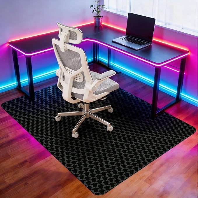 Vicwe Office Chair Mat for Hardwood Floor, 63" x 51" Chair Mat, Anti-Slip | Large, Easy Glide for Rolling Chairs, Easy Clean, Multi-Purpose Floor Protector Desk Chair Mat for Gaming, Home Office, Black by Vicwe