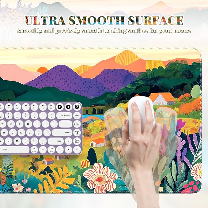 iCasso Large Gaming Mouse Pad 35"x16",Waterproof Desk Mat,Oil Painting | Non-Slip Rubber Base and Stitched Edges, Extended Keyboard Mousepad for Computer, Home Workspace - Image 4